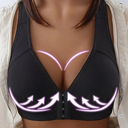 CXZD Wireless Push Up Bra - Full Coverage Front Closure Support Bra for Women with Large Bust