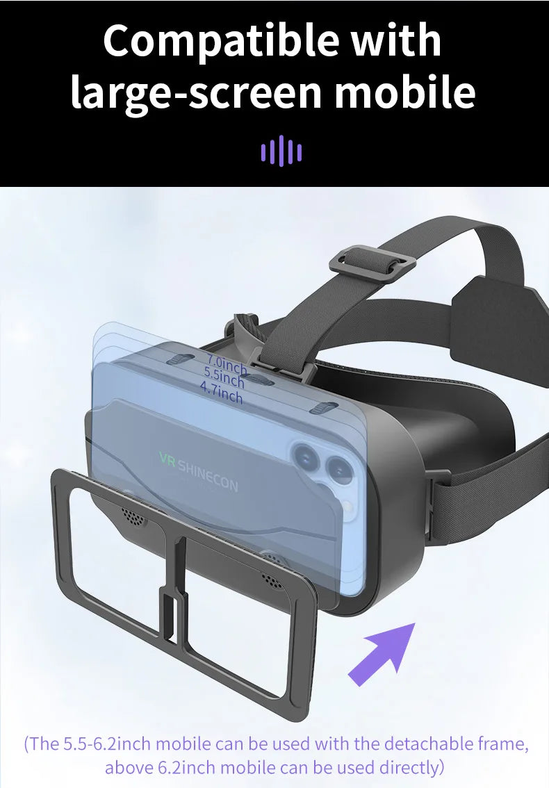 Shinecon 3D VR Headset – Virtual Reality Glasses with Helmet Lenses for Smartphones