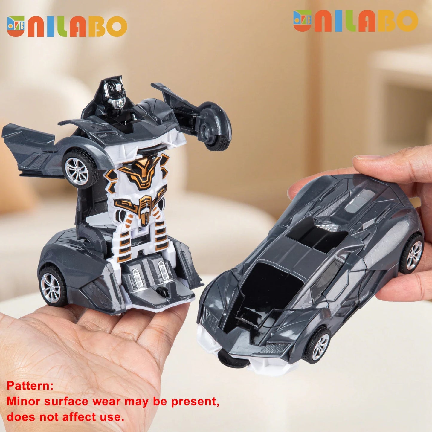 Transformable Robot Sports Car Toy - Battery-Free Educational Vehicle Model for Kids' Play & Learning