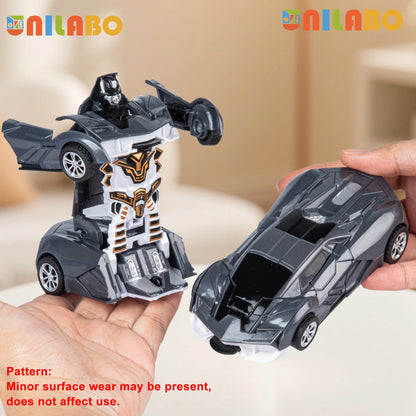 Transformable Robot Sports Car Toy - Battery-Free Educational Vehicle Model for Kids' Play & Learning