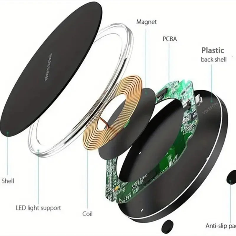 Wireless Phone Charger Stand - Fast Charging Pad Dock for iPhone 16/15/14/13/12/11, Samsung & Xiaomi