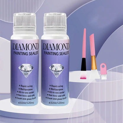 Diamond Painting Sealer Glue with Brushes — 60ML/120ML/200ML Permanent Hold & Shine Puzzle Coating Set