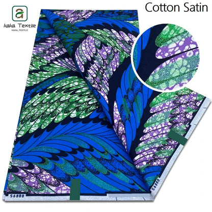 New Grand African Wax Fabric - 6 Yards Cotton Ankara Batik Pagne with Golden Shine Finish for Dresses & Sewing