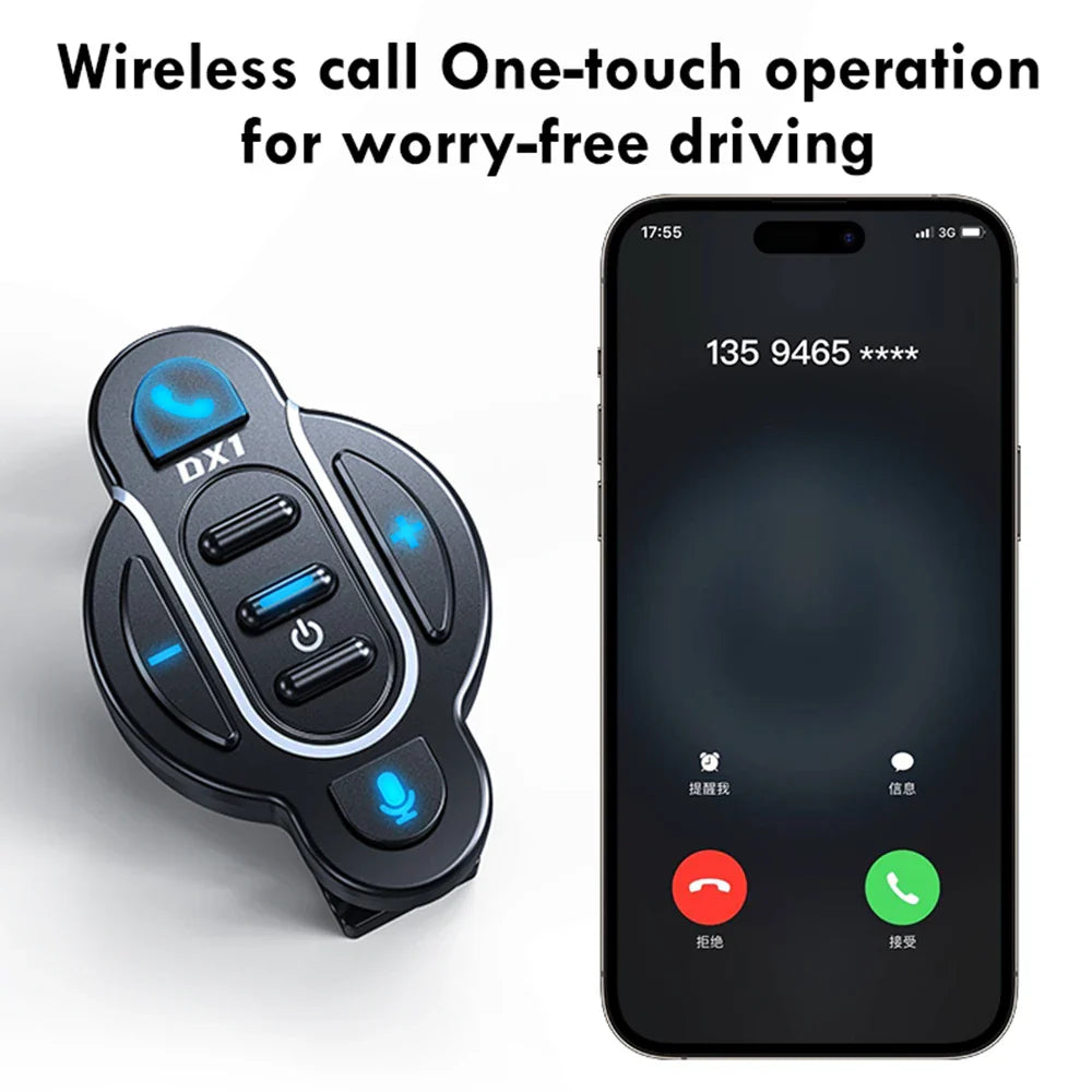 Universal Smart Bluetooth 5.4 Remote Control - Waterproof Wireless Media Controller for Motorcycle Helmet & Bike Handlebar