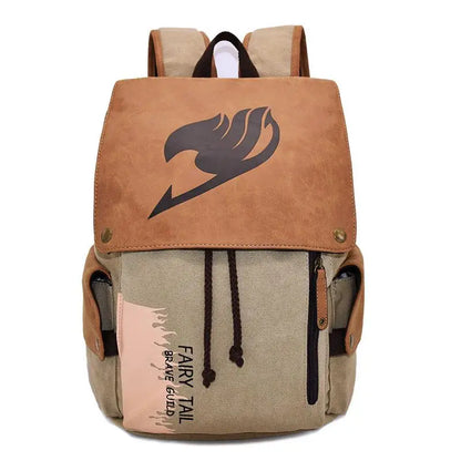 One Piece Anime Backpack – Kawaii Boys Canvas School Bag with Drawstring, Large Capacity Student Gift