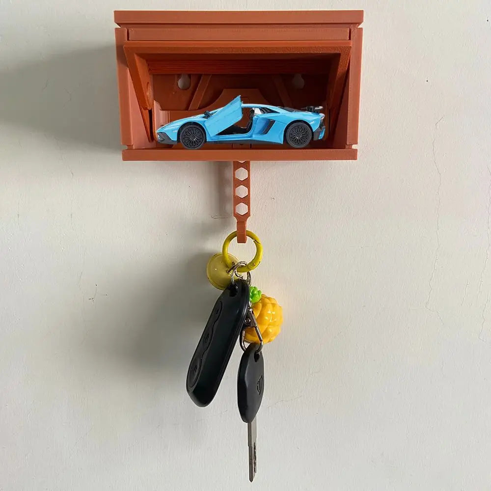Creative Car Garage Key Holder - Fun Wall Mounted Key Organizer with Easy Install Hook Bracket