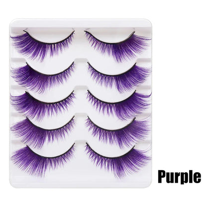 Colorful Halloween False Eyelashes – Blue, Red & Pink Cosplay Fake Lash Extensions for Makeup Looks