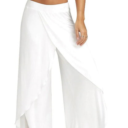 Women’s Wide Leg Yoga Pants – Elastic Waist, Casual Loose Fit, Split & Harem Style Fitness Trousers in Solid Colors