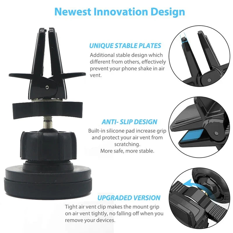 Magnetic Car Phone Holder - 360° Rotating Air Vent Mount for iPhone Samsung Xiaomi Smartphones
