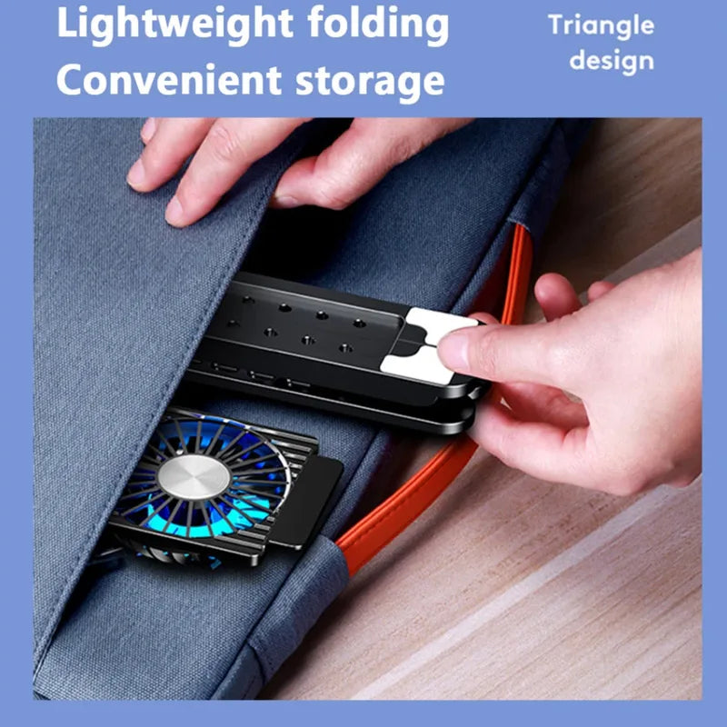 New Foldable Laptop Cooler Base Stand - Portable Cooling Pad with 4 Fans, Adjustable for 13-17.3 Inch Notebooks