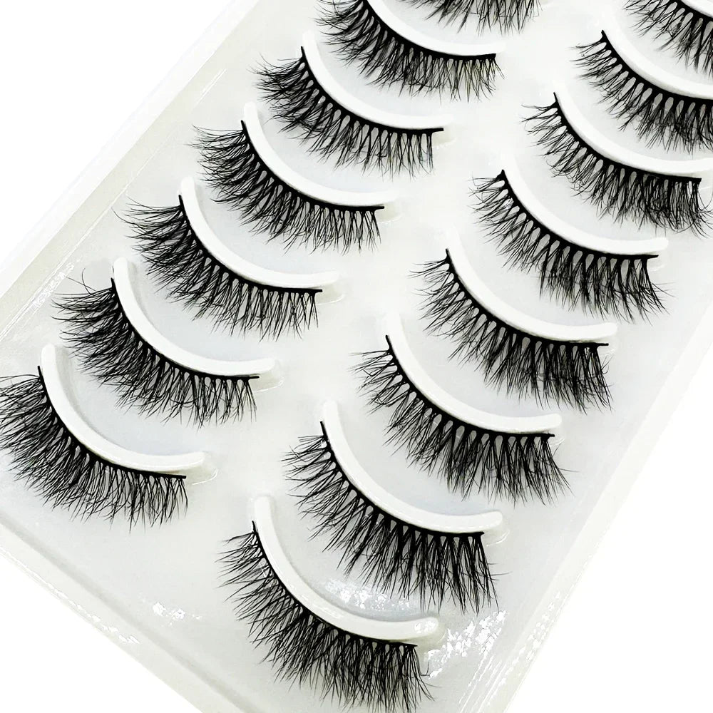 5/10 Pairs 3D Mink False Eyelashes – Wispy Handcrafted Full Strip Short Natural Lashes for Makeup
