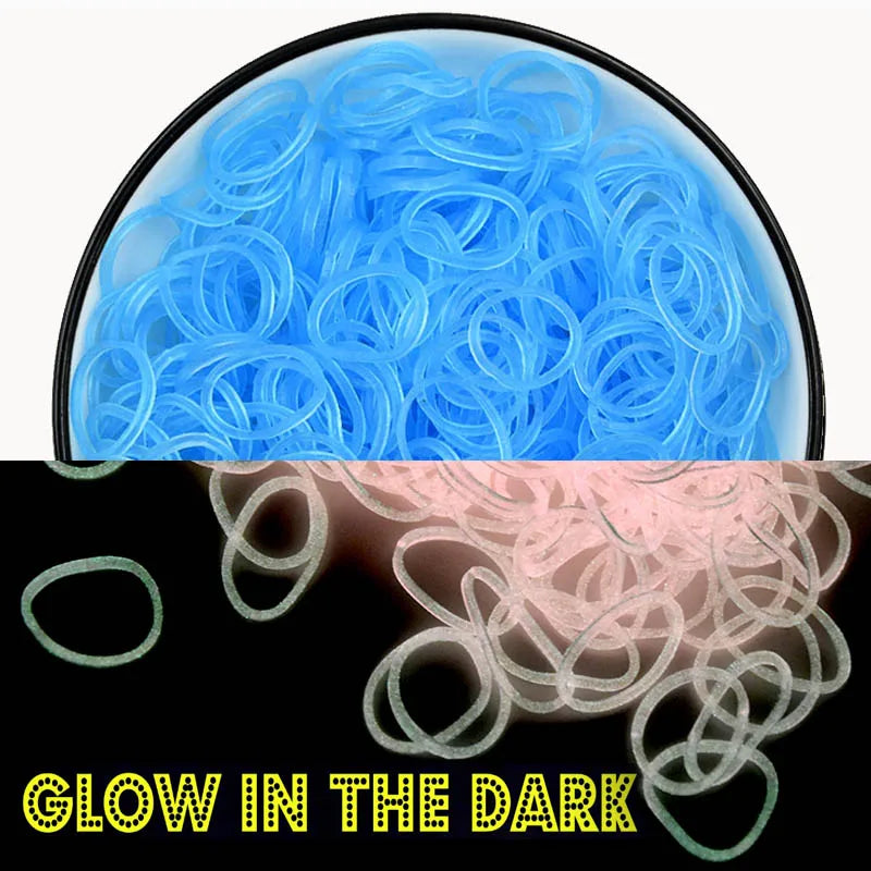 600pcs Fluorescent Glow Bracelet Kit - DIY Rubber Loom Bands for Kids Party Crafts, Wrist & Necklace Making Supplies