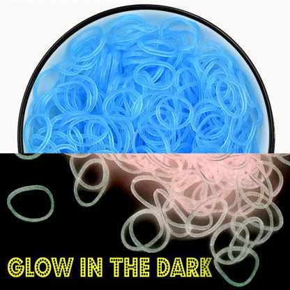 600pcs Fluorescent Glow Bracelet Kit - DIY Rubber Loom Bands for Kids Party Crafts, Wrist & Necklace Making Supplies