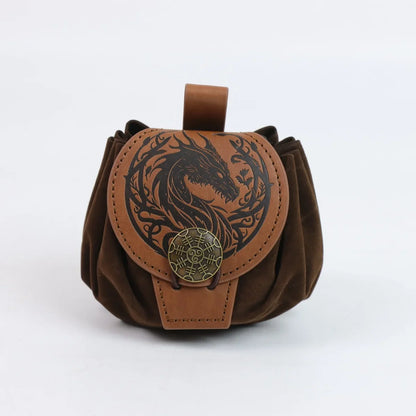Medieval Faux Leather Waist Bag - Retro Drawstring Belt Pouch for Outdoor Wear, Cosplay and Coin Storage