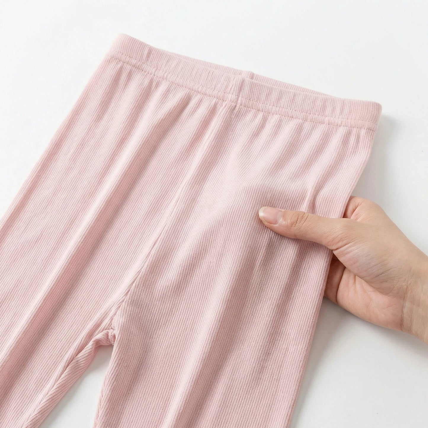 Girls Summer Bow Leggings - Solid Color Elastic Waist 7/8 Length Breathable Kids Pants 3-10Y