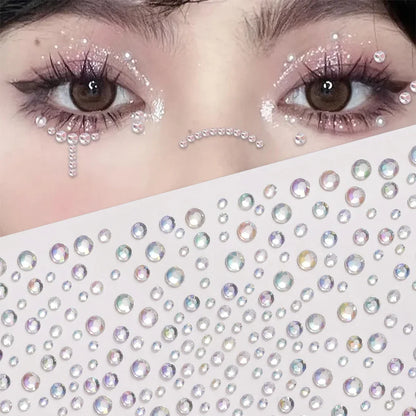 3D Holographic Teardrop Rhinestone Stickers - Self-Adhesive Crystal Diamond Face, Eye & Hair Decoration Tattoos