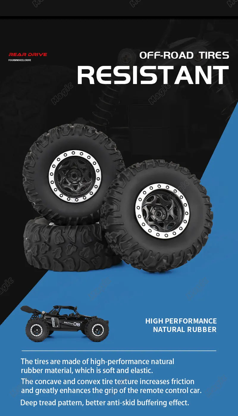 DK087 1:16 2WD Brushless High-Speed RC Drift Car – Off-Road Remote Control Truck with LED Lights, 20KM/H Racing Toy Model