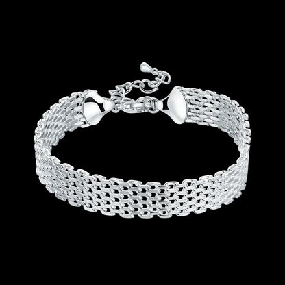 Fine 925 Sterling Silver Chain Bracelet – Solid Charm Jewelry for Women & Men, Party, Wedding & Fashion Gift