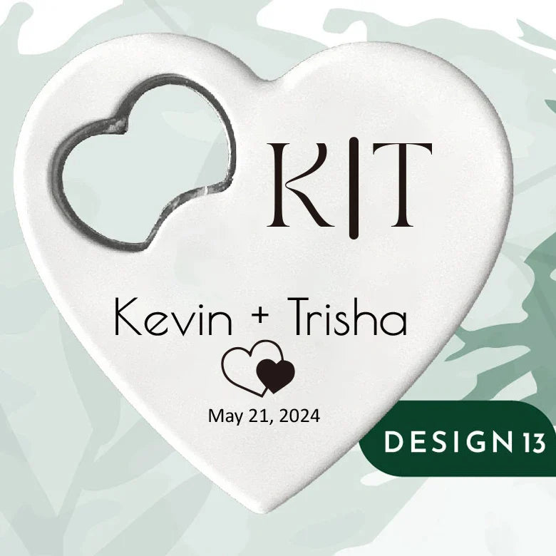 Custom Heart-Shaped Magnet Bottle Opener – 10-30pcs Engraved Bridal Shower & Wedding Party Favors in Bulk