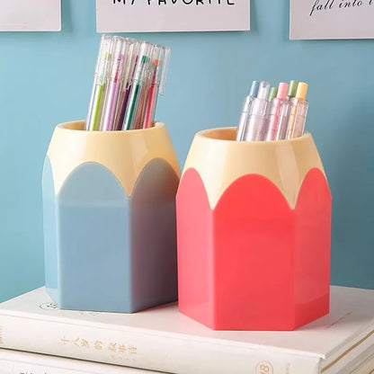 Cute Pencil Holder Desk Organizer - Large-Mouth Storage Box for Pens, Stationery & Makeup Brushes