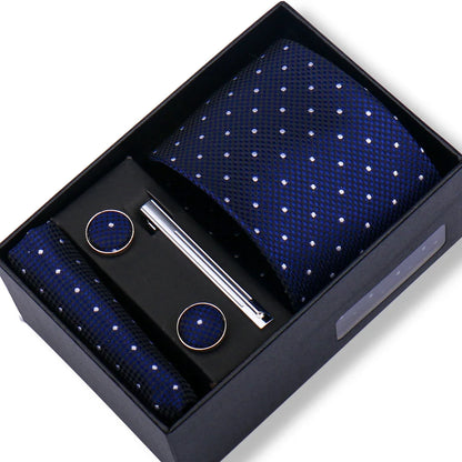 Men’s Green Business Tie Set - Premium Necktie with Hanky, Cufflinks & Tie Clip Gift Box for Wedding Formal Wear