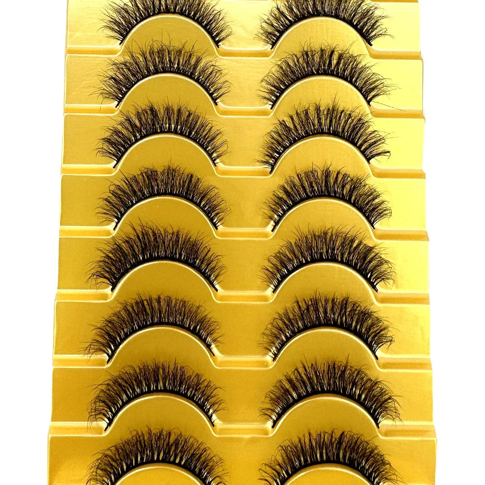 5/10 Pairs 3D Mink False Eyelashes – Wispy Handcrafted Full Strip Short Natural Lashes for Makeup