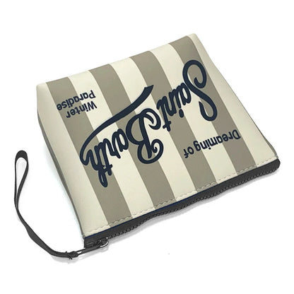 S-Saint B-Barth Striped Neoprene Zip-Up Clutch – Unisex Cosmetic & Toiletry Makeup Bag for Women