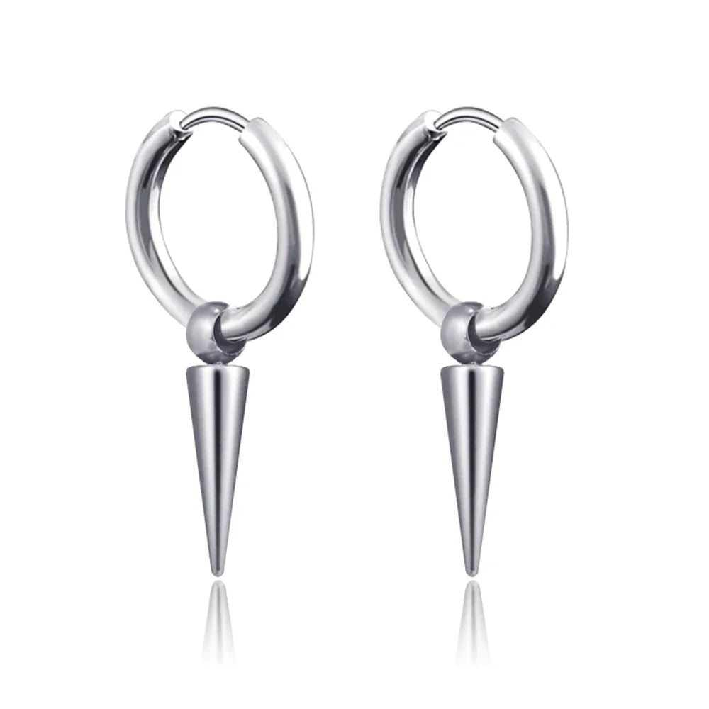 Long Hanging Cross & Leaf Hoop Earrings – Vintage Stainless Steel Hip Hop Unisex Jewelry Accessories