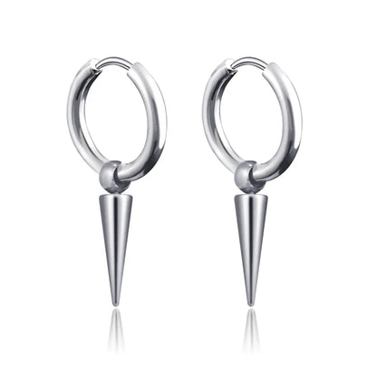 Long Hanging Cross & Leaf Hoop Earrings – Vintage Stainless Steel Hip Hop Unisex Jewelry Accessories