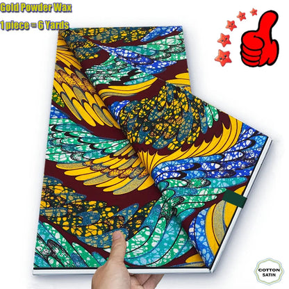 2026 African Real Wax Fabric - 100% Cotton Ankara Glitter Gold Print Batik Pagne for Women’s Fashion & Sewing