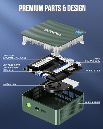 GMKtec G3 Mini PC – Intel Alder Lake N100, Windows 11 Pro, 8/16GB DDR4, 256/512GB PCIe SSD, WiFi 6, BT5.2 Desktop Computer