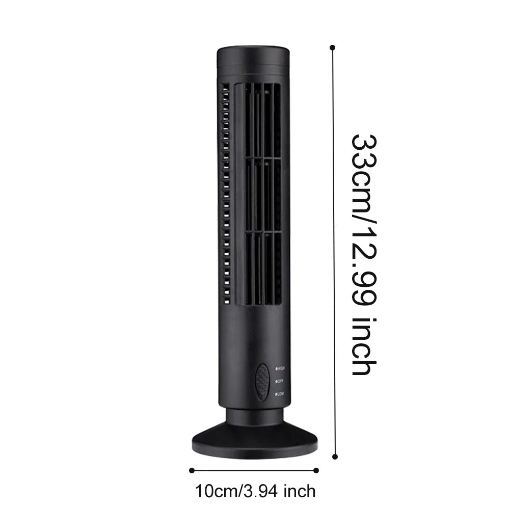 LED Bladeless Tower Fan - Quiet 90° Oscillating USB Portable Desk Fan with Light for Home, Bedroom & Office