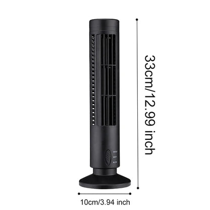LED Bladeless Tower Fan - Quiet 90° Oscillating USB Portable Desk Fan with Light for Home, Bedroom & Office