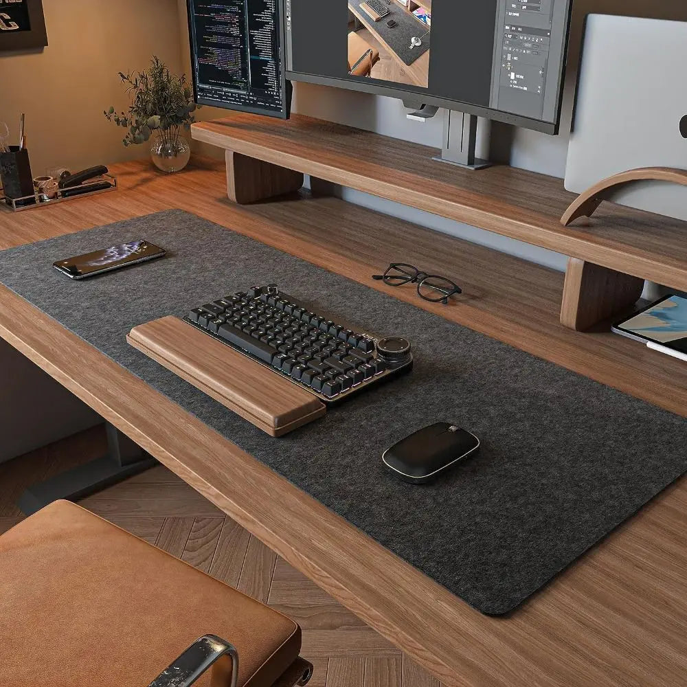 Large Wool Felt Mouse Pad - Gaming and Writing Mat, Non-Slip Keyboard and Mice Desk Protector for Home and Office