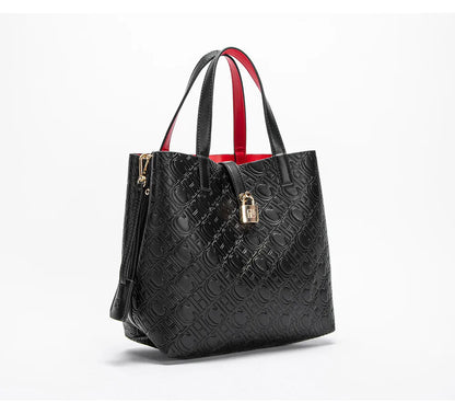 CH Fashion Women’s Shoulder Bag – Large Capacity Casual PU Leather Handbag with Embossed Letters
