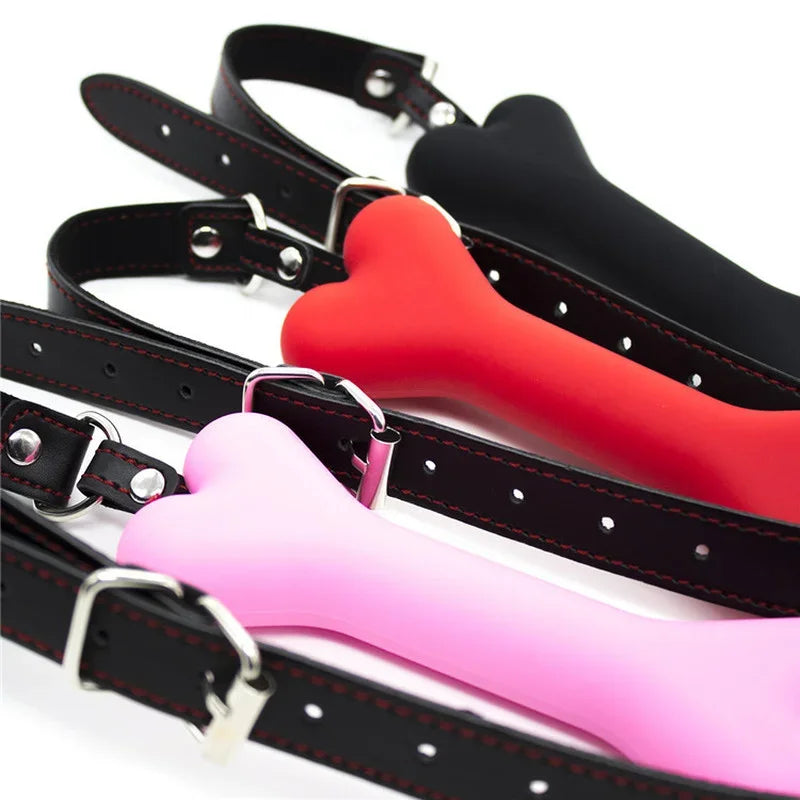 Soft Silicone Dog Bone Ball Gag – Open Mouth BDSM Bondage Harness, Adult Sex Toy for Women