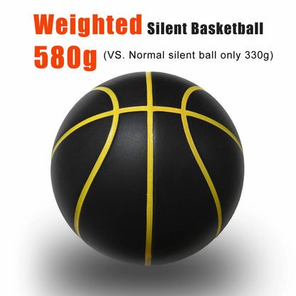 Silent Indoor Basketball – Airless Foam Dribbling Ball, Size 7/6/5 with Grooved Quiet Training Design