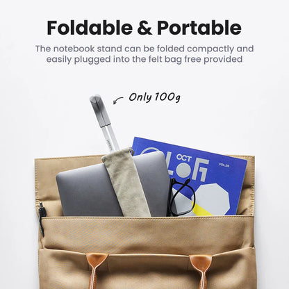 UGREEN Foldable Aluminum Laptop Stand - Vertical Notebook Holder for MacBook Pro Air, Tablet & Phone Support