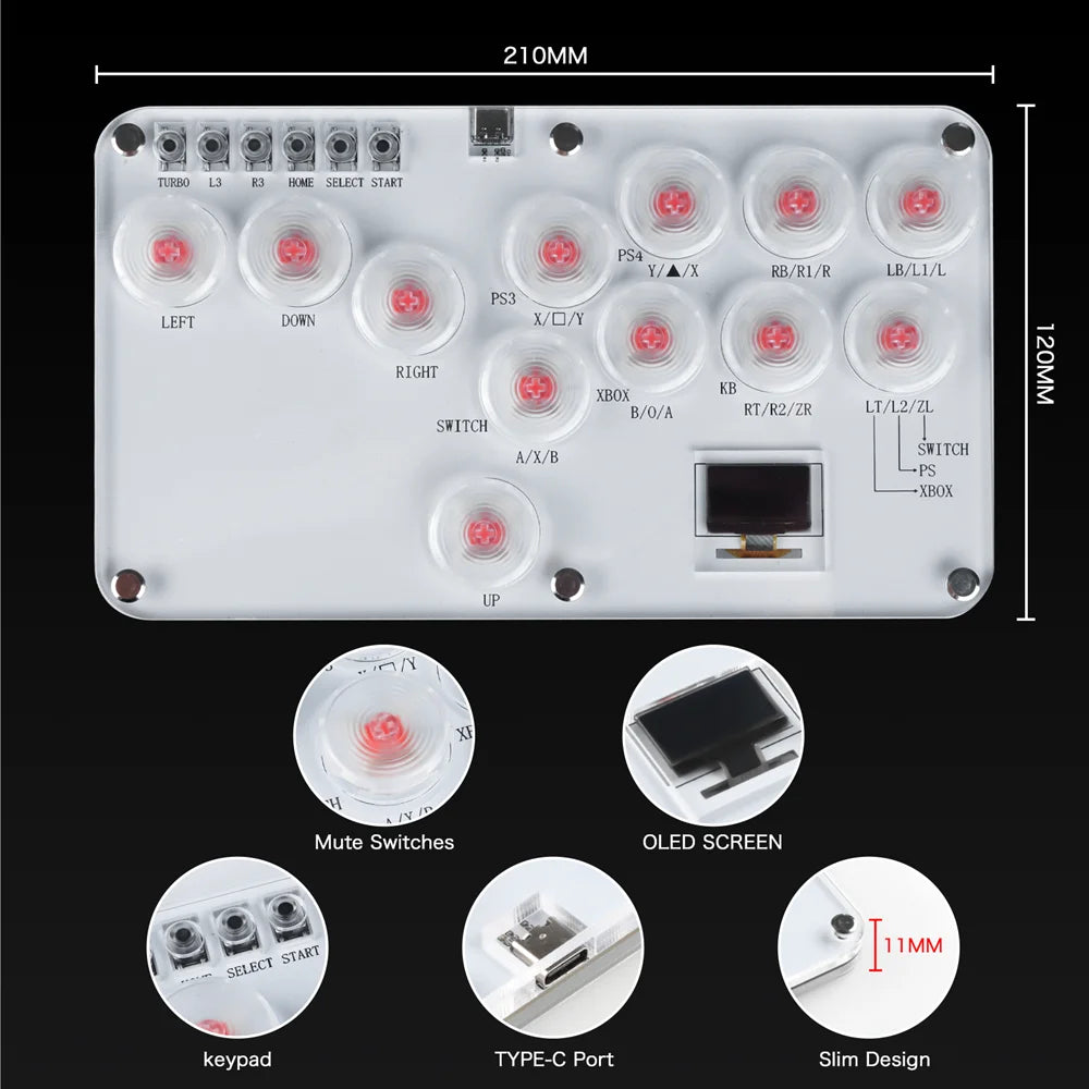 RGB Arcade Hitbox Fightstick Controller – For PS4/PS5, Xbox, Switch, Steam, Arcade Fighting Games