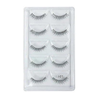 5 Pairs Manga Style Cosplay False Eyelashes – Soft Natural Short Mink Strip Lashes with Clear Band