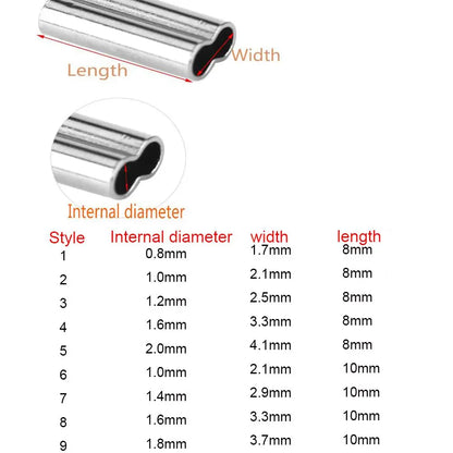 100PCS Fishing Crimping Sleeves - Single & Double Barrel Tackle Line Connectors