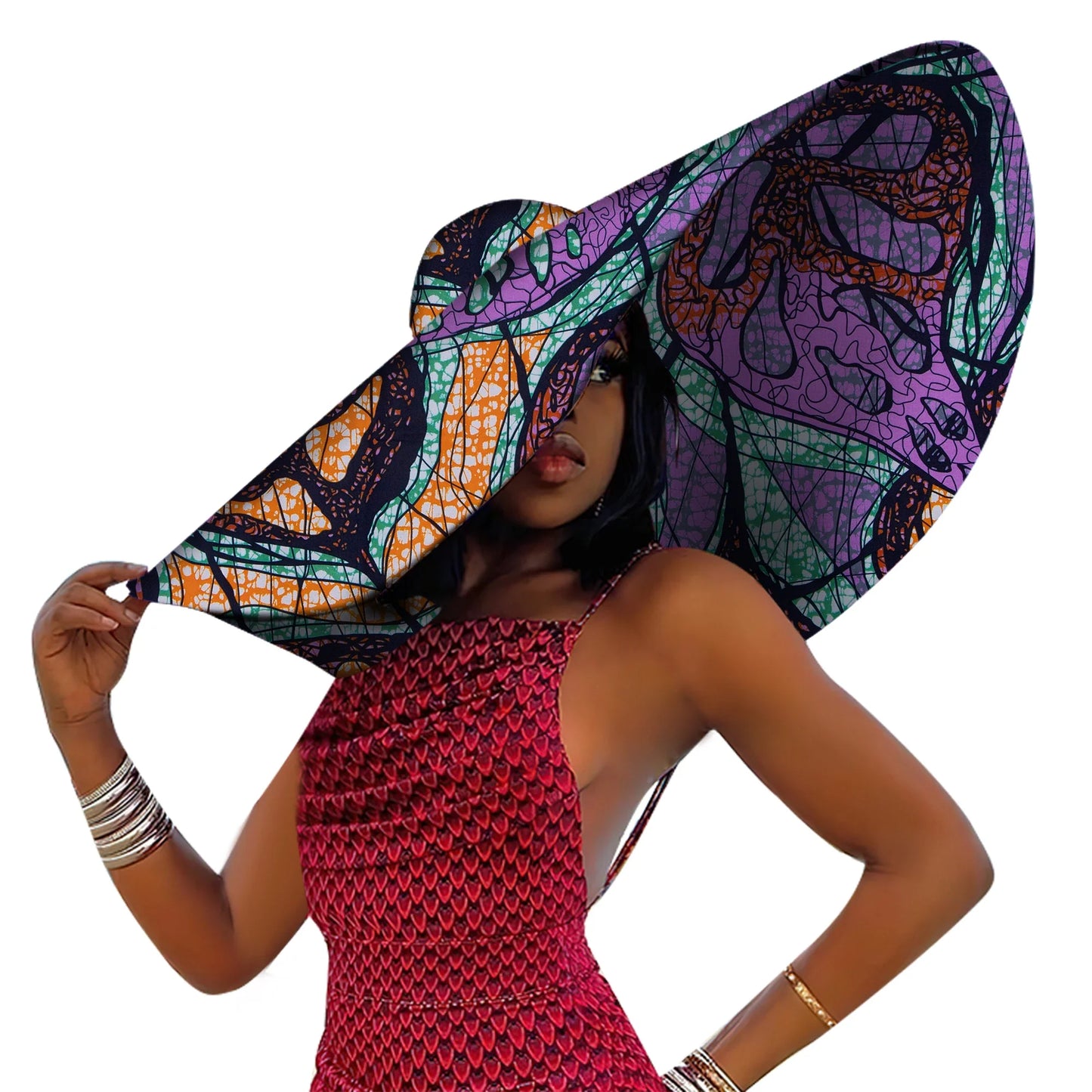African Ankara Sun Hat - Women's Large Brim Summer Beach Hat