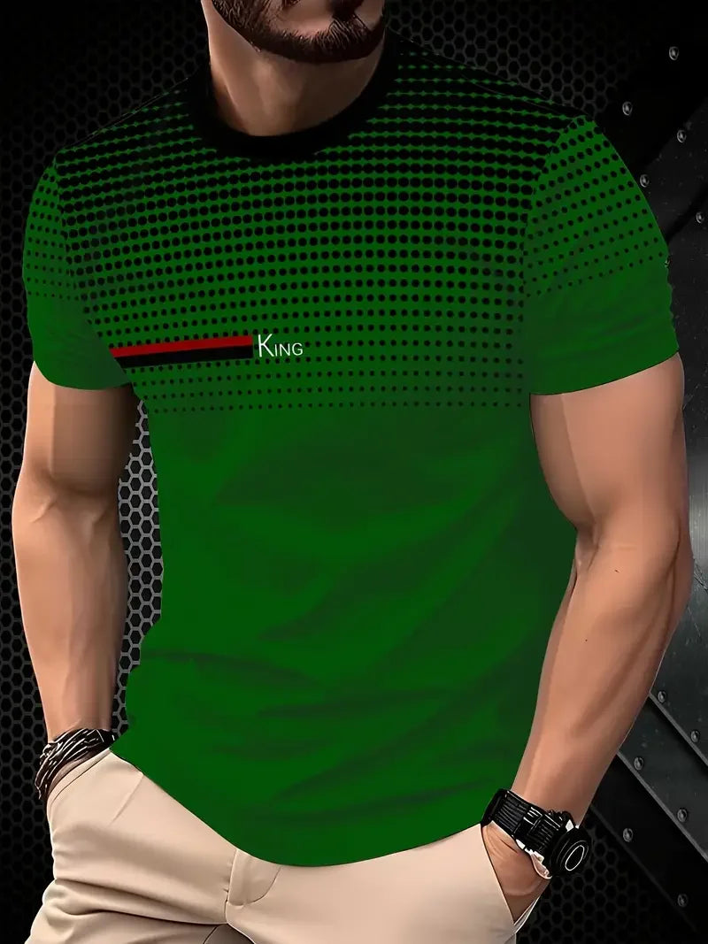 Men’s 3D Printed Sports T-Shirt - Breathable Round Neck Polyester Casual Summer Tee Top
