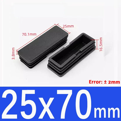 Black Square Tube End Caps - Plastic Blanking Plugs for Furniture, Tables & Chairs 10-100mm