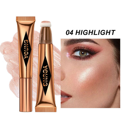 YOUNG VISION Air Cushion Powder Blusher - High Gloss Stick Rouge Makeup Liquid, 6 Color Options