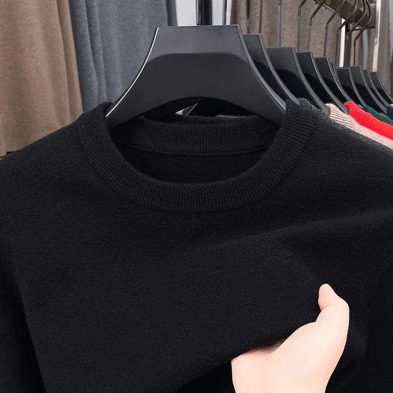 Men's Casual Diamond Pattern Sweater - Round Neck Long Sleeve Knitted Fashion Pullover Versatile Top