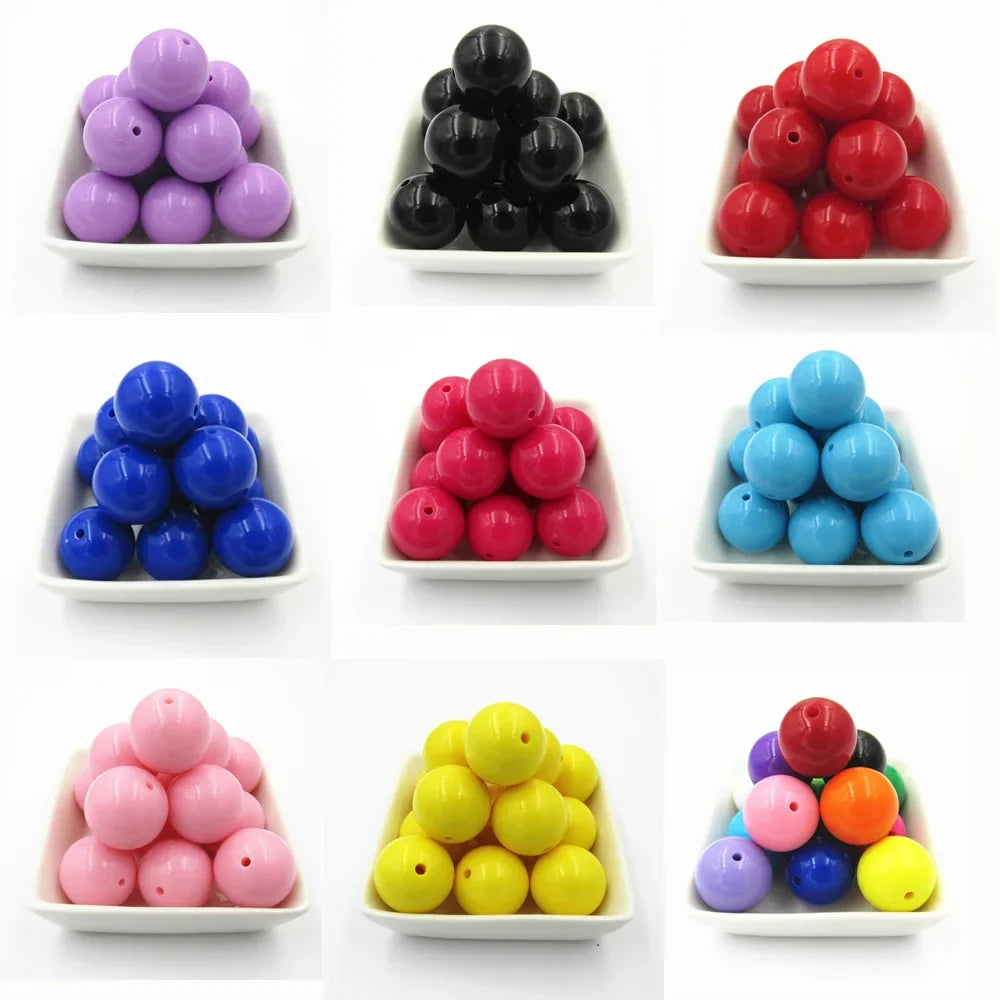 Acrylic Chunky Round Beads - 6mm to 20mm Solid Bubblegum Beads for DIY Handmade Jewelry & Craft Making
