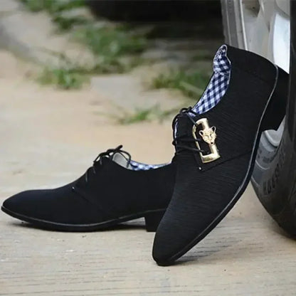 Men’s Canvas Derby Dress Shoes - Casual Wedding Flats & Formal Mix-Color Loafers Blue