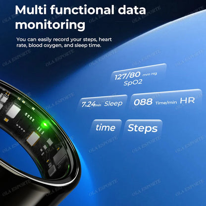 Smart Ring 2025 – Bluetooth Blood Pressure, Heart Rate & Oxygen Monitor, Multi-Sport Waterproof 5ATM for Men & Women