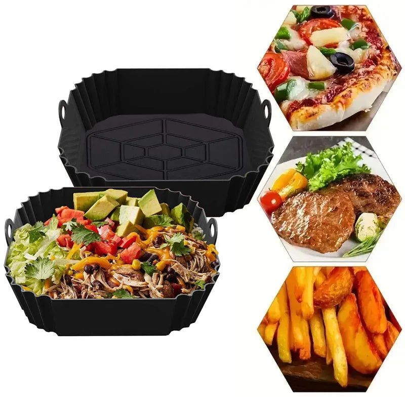 Reusable Silicone Air Fryer Liners Food Safe Non-Stick Pot for Air Fryer Basket Accessories